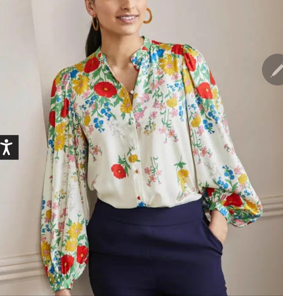 Boden Silk Blend Blousen Sleeved Top
